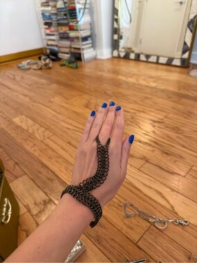Hand Chain Bracelet in Aged Brass - Women Jewelry